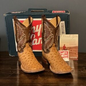 Tony Lama Tan and Brown Ostrich Boots